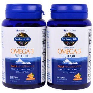 Minami Nutrition, Минами, сверхкритический рыбий жир Омега-3, апельсиновый вкус, 850 мг, 2 флакона, 60 мягких желатиновых капсул MIN-61105 фото
