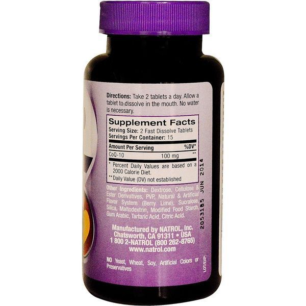 Natrol, CoQ-10, быстрорастворимый, вишневый вкус, 100 мг, 30 таблеток NTL-06333 фото
