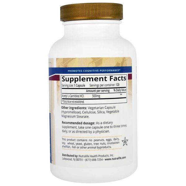 NutraLife, Ацетил-L-карнитина гидрохлорид, 500 мг, 120 капсул NLF-18315 фото