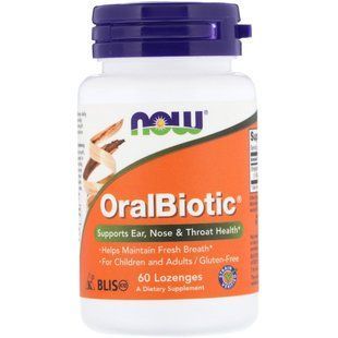 Now Foods, OralBiotic, 60 таблеток для розсмоктування NOW-02921 фото
