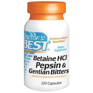 Doctors Best, Гірка настоянка з бетаїну гідрохлориду, пепсину та генцианы (Betaine HCL Pepsin & Gentian Bitters), 120 капсул DRB-00163 фото