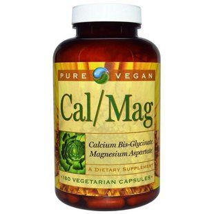 Pure Vegan, Кальций и магний, 180 капсул на растительной основе PUV-71002 фото