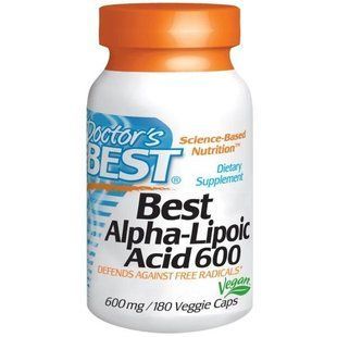 Doctors Best, Альфа-ліпоєва кислота (Best Alpha-Lipoic Acid), 600 мг, 180 рослинних капсул DRB-00249 фото