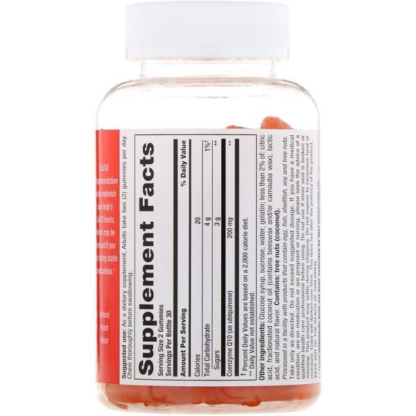 Nutrition Now, CoQ10 Gummy Vitamins, Peach Flavor, 200 mg, 60 Gummy Vitamins NUR-02168 фото