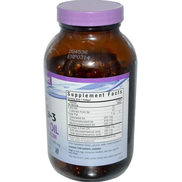 Bluebonnet Nutrition, Натуральний омега-3 жир лосося, 1000 мг, 180 м'яких капсул BLB-00953 фото