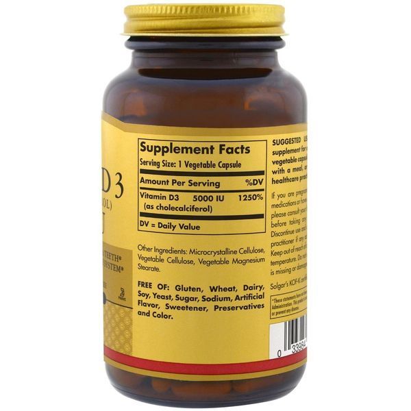 Solgar, Vitamin D3 (Cholecalciferol), 5000 IU, 240 Veggie Caps SOL-03314 фото