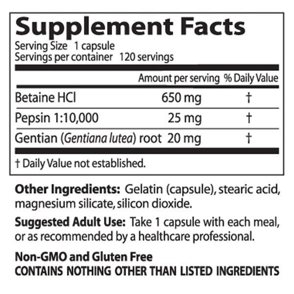 Doctors Best, Горькая настойка из бетаина гидрохлорида, пепсина и генцианы (Betaine HCL Pepsin & Gentian Bitters), 120 капсул DRB-00163 фото