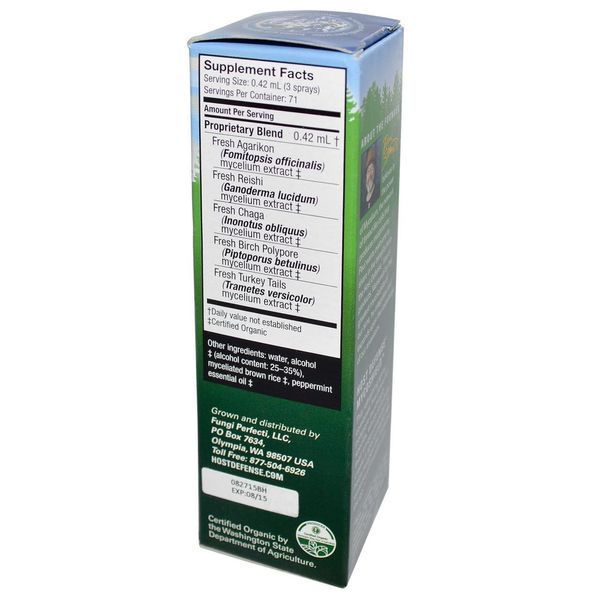 Fungi Perfecti, Host Defense, Спрей Myco Shield, імунна підтримка, м'ята, 1 рідка унція (30 мл) FPI-05771 фото