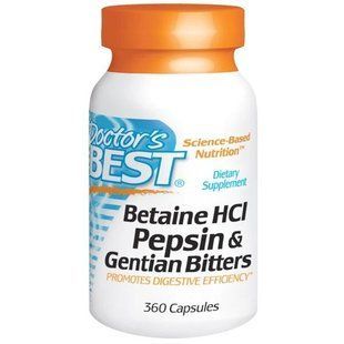 Doctors Best, Гірка настоянка з бетаїну гідрохлориду, пепсину та генцианы (Betaine HCl, Pepsin & Gentian Bitters), 360 капсул DRB-00315 фото