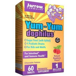 Jarrow Formulas, Пробиотик Ням-ням дофилус с натуральным малиновым вкусом, 60 жевательных таблеток (Ice) JRW-03021 фото