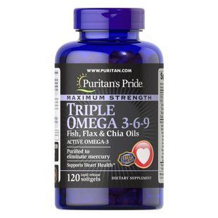 Maximum Strenght Triple Omega 3-6-9 Fish Flax and chia Oils - 120soft 100-59-2111594-20 фото