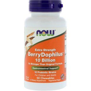 Now Foods, Berry Dophilus, Extra Strength, 50 жувальних таблеток NOW-02923 фото