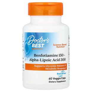 Doctors Best, Best Benfotiamine 150 + альфа-ліпоєва кислота 300, 60 рослинних капсул DRB-00251 фото