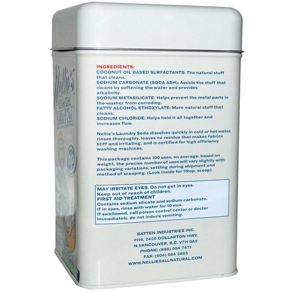 Nellies All-Natural, Сода для прання, 100 завантажень, Nellies All-Natural, 1,5 кг. NEA-00120 фото