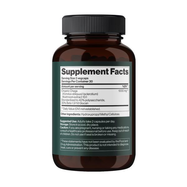 Chaga Mushroom 1000 mg - 60 vegcaps (Пошкоджена банка) 2024-11-0092 фото