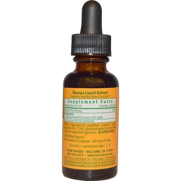 Herb Pharm, Бакопа, цельная трава, 1 жидкая унция (30 мл) HBP-00438 фото