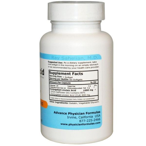 Advance Physician Formulas, Inc., CLA, конъюгированная линолевая кислота, 1000 мг, 50 капсул APF-00049 фото