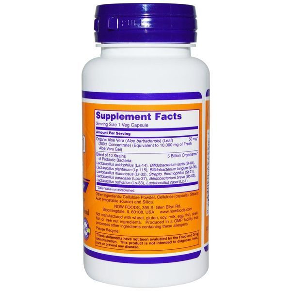 Now Foods, Aloe 10,000 & Probiotics, 60 Veg Caps NOW-03029 фото