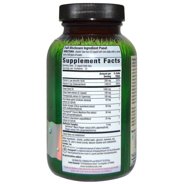 Irwin Naturals, Пікногенол-Plus Cellular Vitality, 50 Liquid Soft-Gels IRW-58579 фото