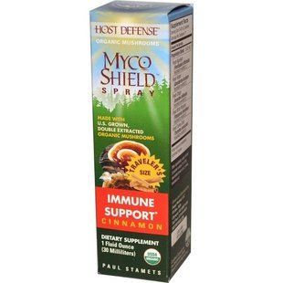 Fungi Perfecti, Host Defense, Спрей Myco Shield, імунна підтримка, кориця, 1 рідка унція (30 мл) FPI-05781 фото