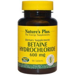 Natures Plus, Бетаїн гідрохлорид (Betaine Hydrochloride), 600 мг, 90 таблеток NAP-04370 фото