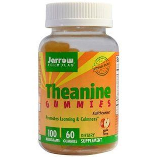 Jarrow Formulas, Желатиновые конфеты с теанином, аромат яблока, без сахара, 100 мг, 60 желатиновых конфет JRW-32008 фото