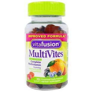VitaFusion MutiVites Мультивітаміни натуральний смак ягід персика і апельсина 70 жувальних таблеток VFU-01471 фото