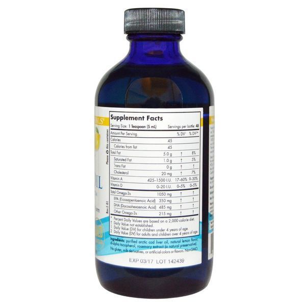 Nordic Naturals, Масло печени арктической трески, со вкусом лимона, 8 жидких унций (237 мл) NOR-58785 фото