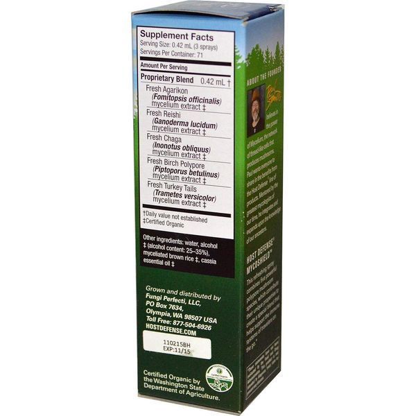 Fungi Perfecti, Host Defense, Спрей Myco Shield, імунна підтримка, кориця, 1 рідка унція (30 мл) FPI-05781 фото
