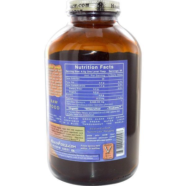 HealthForce Nutritionals, Spirulina Manna, Лучший в природе сухой белок, 16 унций, 1 фунт (453.5 г) HFC-00004 фото