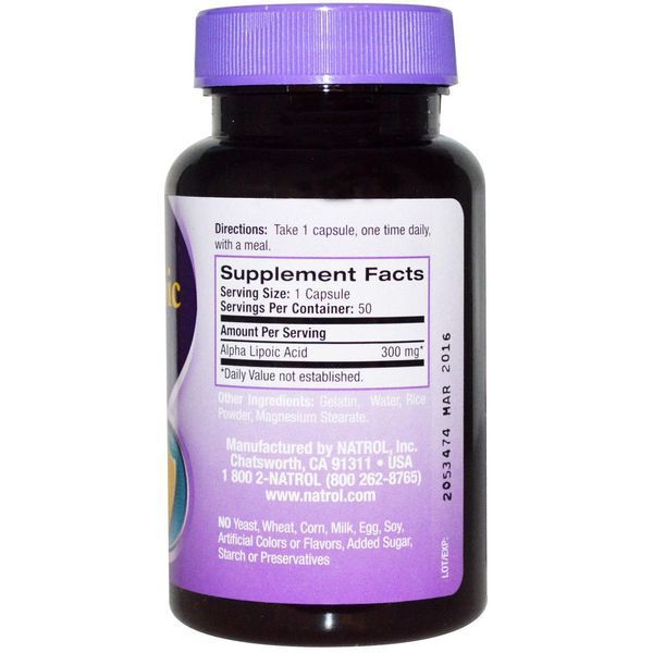 Natrol, Альфа-липоевая кислота, 300 мг, 50 капсул NTL-00312 фото