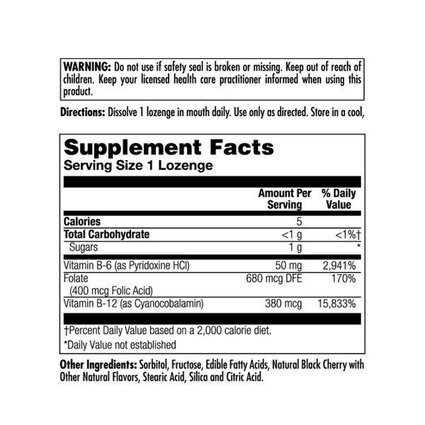 B-6 B-12 Folic Acid - 60 tabs Black Cherry 2023-10-3157 фото