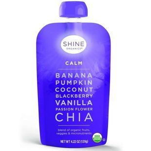 SHINE Organics, Успокоение, банан, тыква, черника, ваниль, пассифлора, чиа, 4упаковки, по 4,22 унции (120 г) в каждой SNE-01263 фото