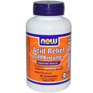 Now Foods, Добавка для снижения кислотности с ферментами, 60 жевательных таблеток NOW-02983 фото