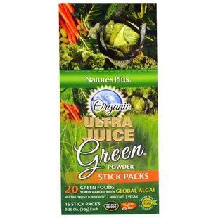 Natures Plus, Органический Зеленый Порошок Ultra Juice в Упаковке из Бумажных Трубок, 15 Трубок, 0,35 унций (10 г) каждая NAP-97747 фото