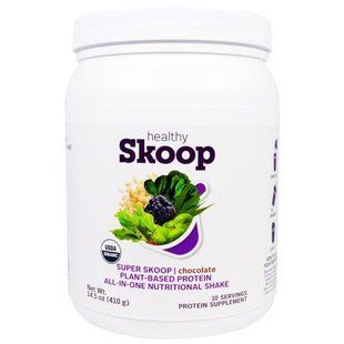 Healthy Skoop, Супер Скуп, на Основе Растительного Белка, Все-в-Одном Питательный коктейль, Шоколад, 14,5 унций (410 г) HSK-00465 фото