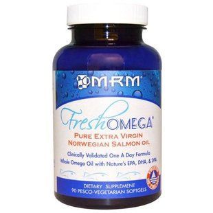 MRM, FreshOmega, чистый рыбий жир первого отжима из норвежского лосося, 90 рыбно-вегетарианских желатиновых капсул MRM-14101 фото
