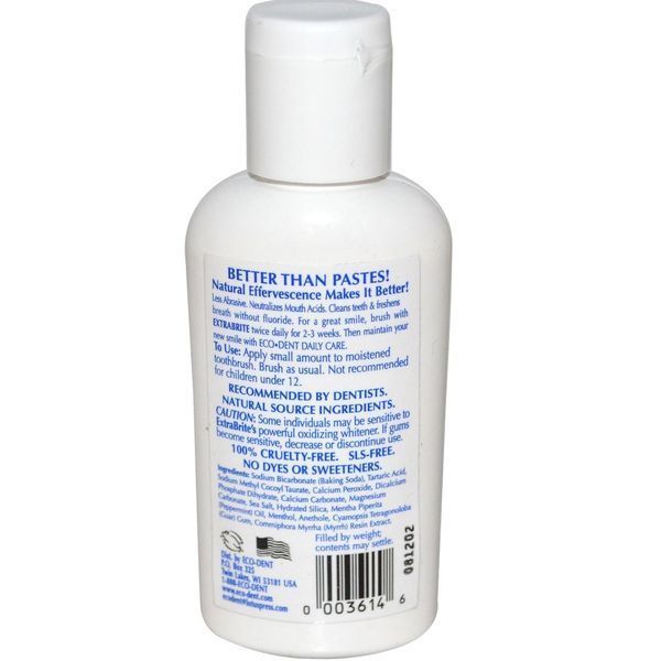 Eco-Dent, ExtraBrite, отбеливатель зубов, без соединений фтора, Ослепительная мята, 2 унции (56 г) ECO-03614 фото