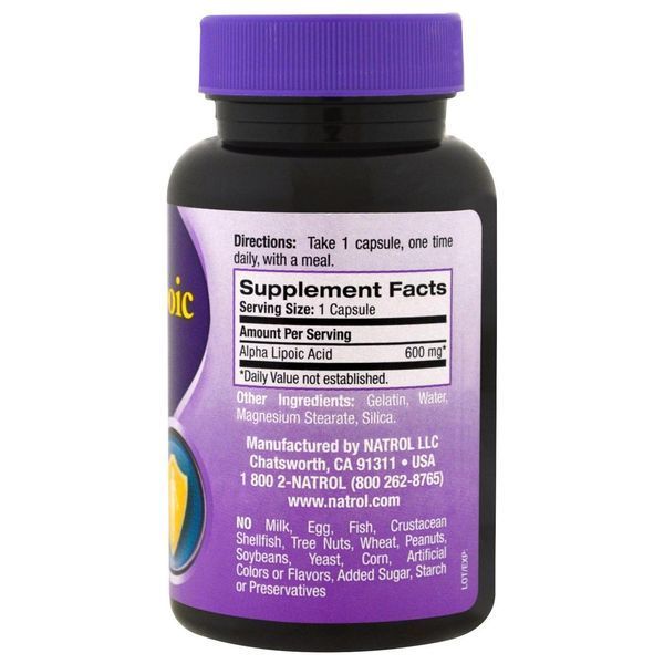 Natrol, Альфа-липоевая кислота, 600 мг, 30 капсул NTL-04472 фото