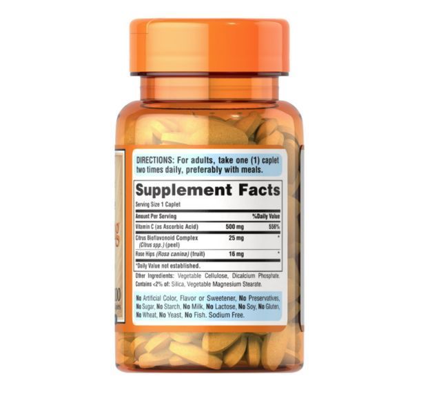 Вітамін С 500 Vitamin C з біофлавоноїдами і шипшиною, Puritan's Pride 500 mg уповільнене высв. PP-12430 фото