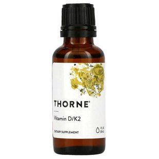 Thorne, витамин D с витамином K2, 25 мкг (1000 МЕ), 30 мл THR-50001 фото