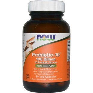 Now Foods, Probiotic-10, 100 мільярдів, 30 капсул веггетарианских NOW-02931 фото