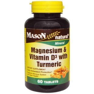 Mason Naturals, Магний & витамин D3 с куркумой, 60 таблеток MAV-16635 фото