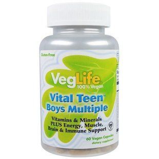 VegLife, Vital Teen, вітамінний комплекс для хлопчиків, 60 капсул вегетаріанських VGL-98433 фото
