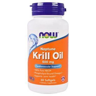 Now Foods, Масло кріля Neptune, 500 мг, 60 таблеток у м'якій оболонці NOW-01625 фото