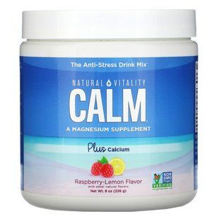 Natural Vitality, CALM Plus Calcium, суміш для напоїв проти стресу, малина-лимон, 8 унцій (226 г PTG-04355 фото