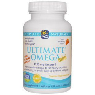 Nordic Naturals, Ultimate Omega mini, зі смаком полуниці, 650 мг, 60 штук NOR-06100 фото
