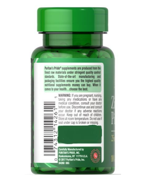 Puritan's Pride, Цинк, 25 mg 100 таблеток PP-14261 фото