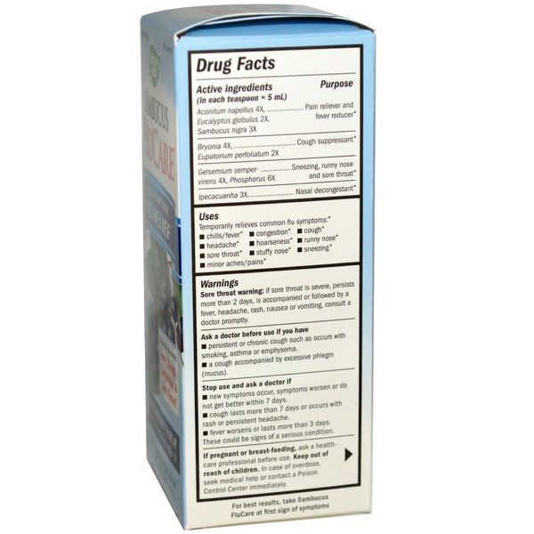 Natures Way, FluCare с черной бузиной, облегчение многих симптомов гриппа и простуды, сироп из бузины, 4 жидкие унции (120 мл) NWY-15803 фото