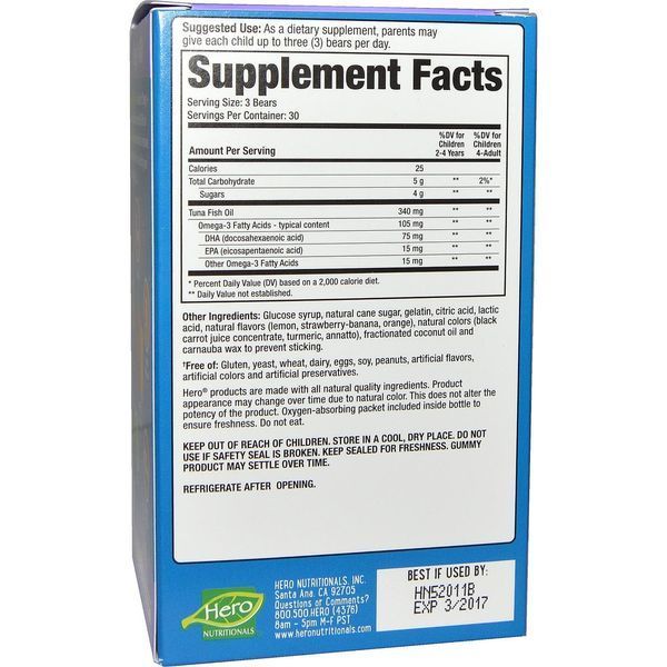 Hero Nutritional Products, Yummi Bears, Омега-3 + ДГК, натуральные фруктовые вкусы, 90 шт. HNP-68379 фото